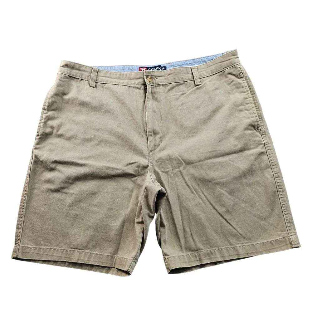 Chaps Chino Shorts Men's Size‎ 38 Beige Flat Front 8